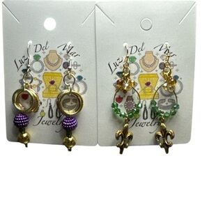 2 pairs of handmade Mardi Grass  earrings